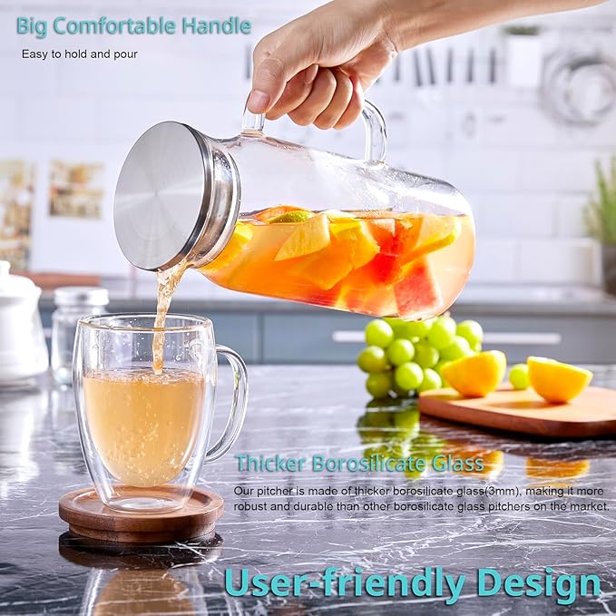 Bivvclaz 1.2 Liter 40 oz Small Glass Pitcher - Image 3