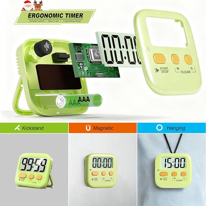 Antonki 2 Pack Digital Timer for Kids, Magnetic Countdown Kitchen Timers for - Image 5