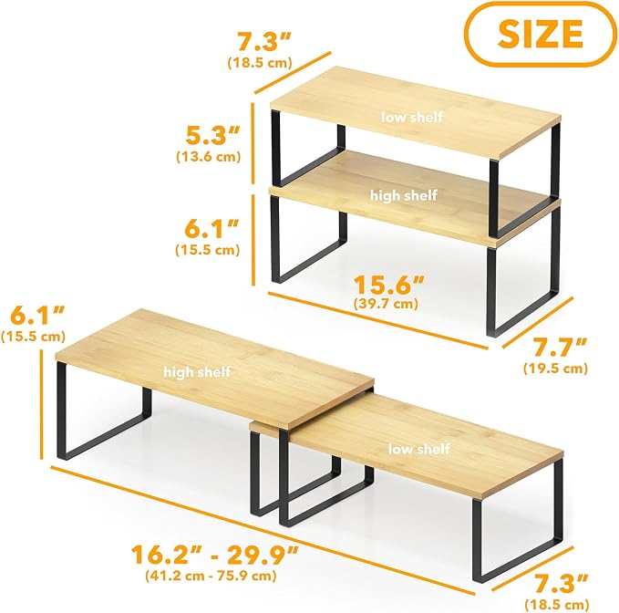 SpaceAid Cabinet Shelf Organizers 8 Pack, Kitchen Counter Rack Shelves Riser - Image 2