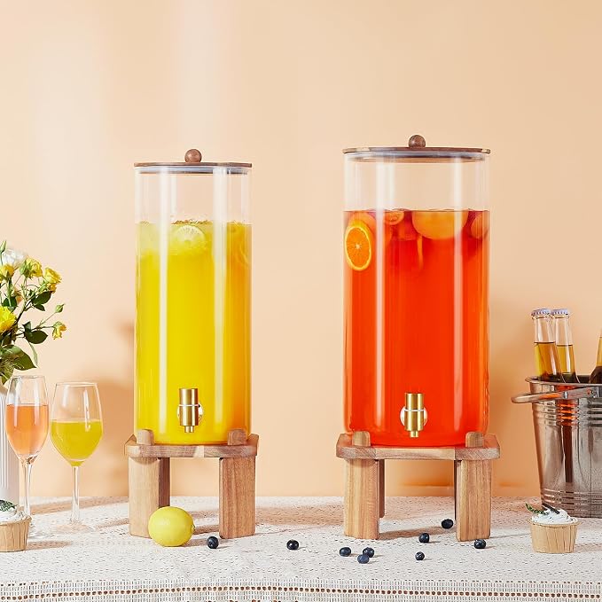 2 Gallon Large Drink Dispenser for Parties, Glass Beverage Dispenser - Image 7