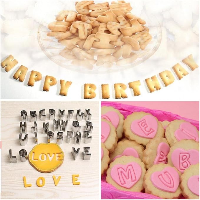 Mini Alphabet Number Cookie Cutters Sets of 37 Pieces Letter Mold Tools - Image 5