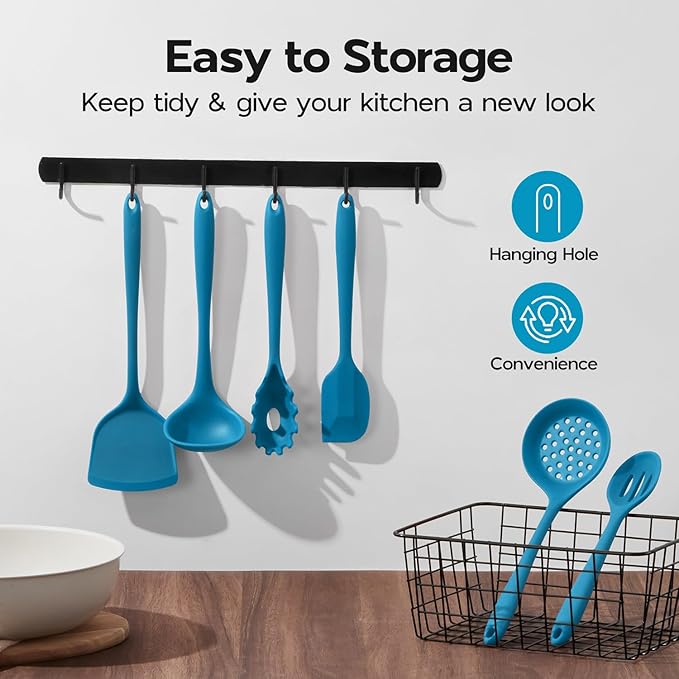 Onader Silicone Cooking Kitchen Utensils Set of 6, Non Toxic & Dishwasher Safe - Image 6