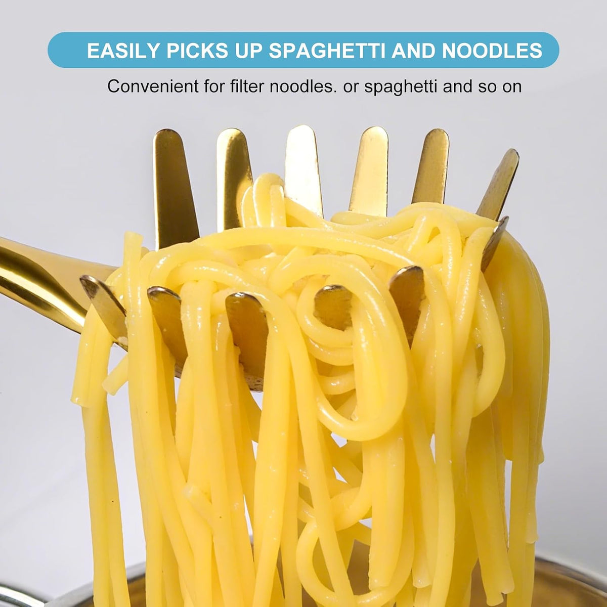 Gold Soup Ladle and Spaghetti Spoon Set - 18/10 Stainless Steel Soup