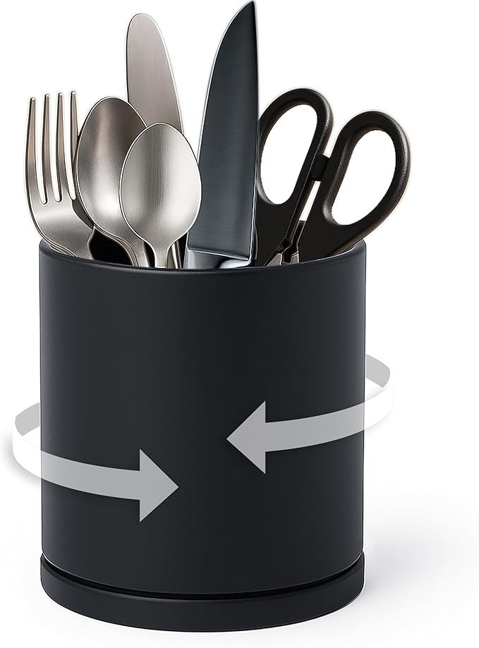 D'vine Dev 360° Rotating Utensil Holder – 5" Kitchen Utensil Crock by DvineDevPlanterPotsandStand