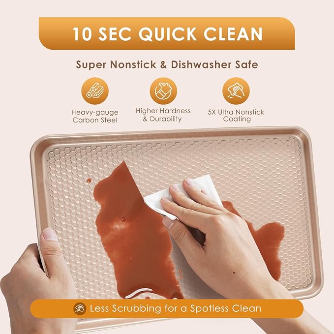 Baking Sheet Pan Set of 3, Nonstick Carbon Steel Cookie Sheets - Image 8