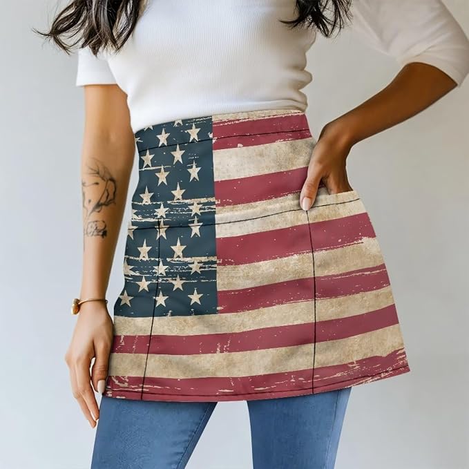 Server Apron with 3 Pockets, Waterproof Oil Waitress Waiter Half Apron - Image 2