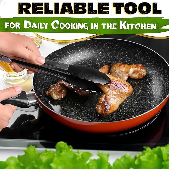 Kitchen Tongs Set of 3-7/9/12" Silicone Tipped Tongs - Image 7