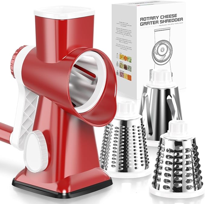 KEOUKE Rotary Cheese Grater Hand Crank Red by KEOUKE