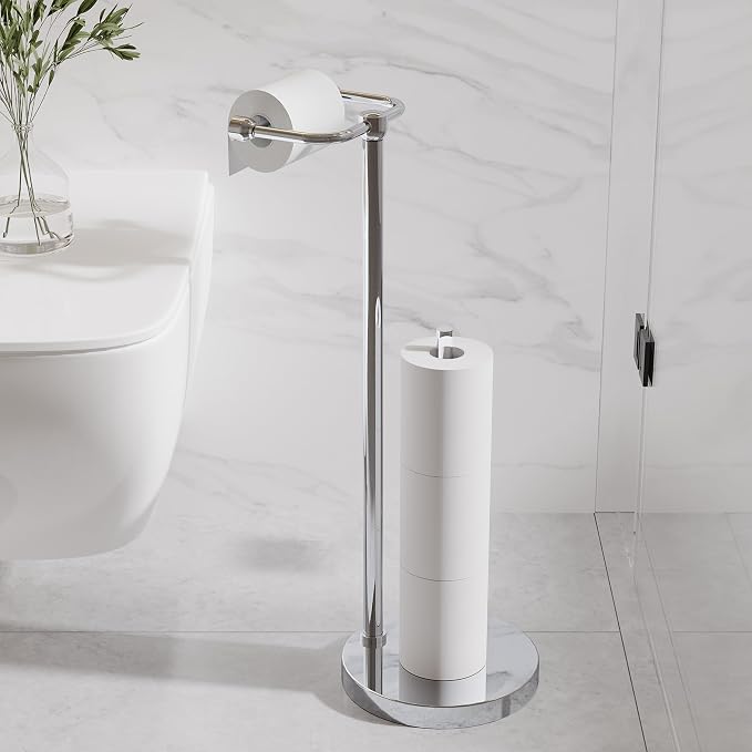 RARXTR Toilet Paper Holder Stand, Post Pivoting Design Free Standing Toilet - Image 2