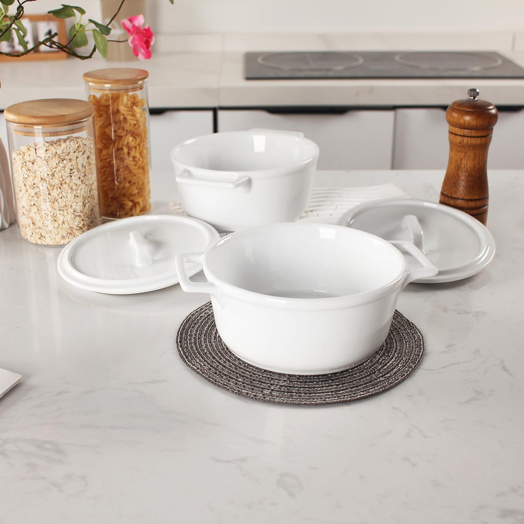 Ceramic Mini Round Cocotte Set, 13.5 Ounces Small Casserole Dishes
