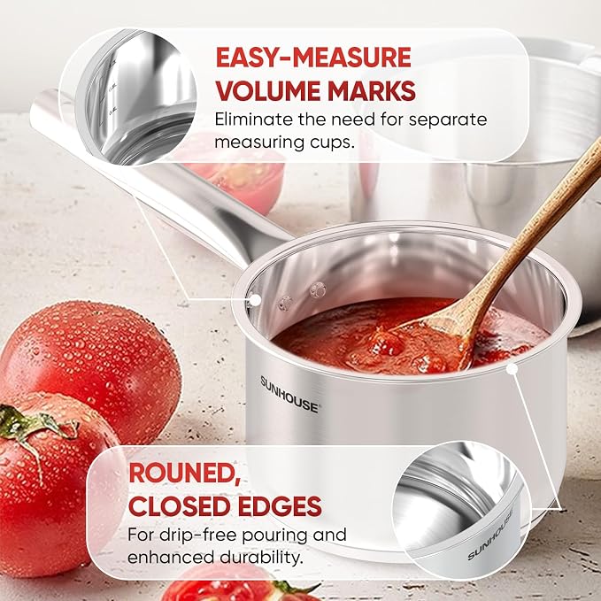 SUNHOUSE – 1.5 Quart Stainless Steel Sauce Pan - Image 5