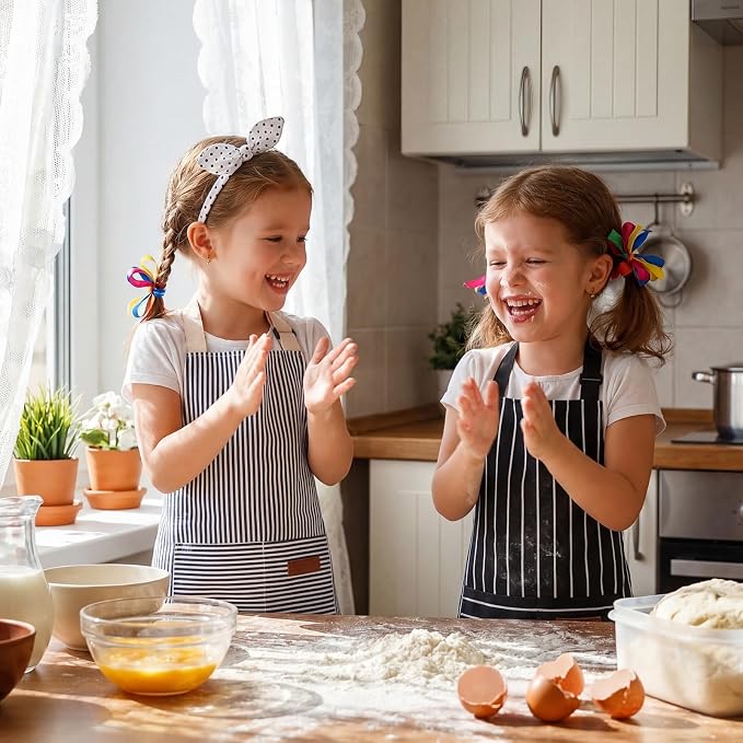 2 Pack Stripes Kids Apron, Kids Cooking Aprons - Image 4