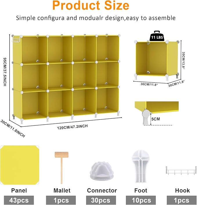 AWTATOS Cube Storage Organizer, Storage Cubes Shelves, 12 Cube Closet - Image 3