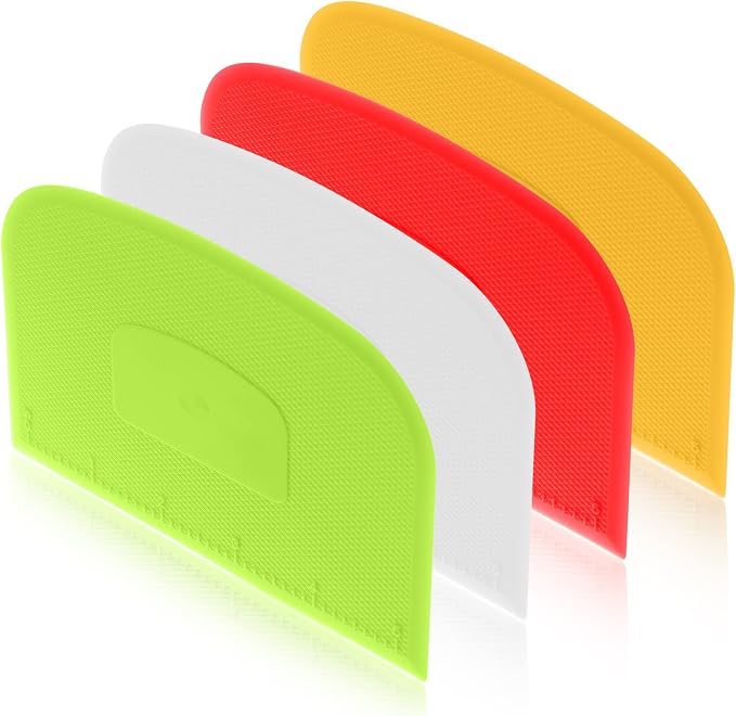 4 Piece Plastic Dough Scraper Bowl Scraper Flexible Multipurpose Food Scraper by Aedida