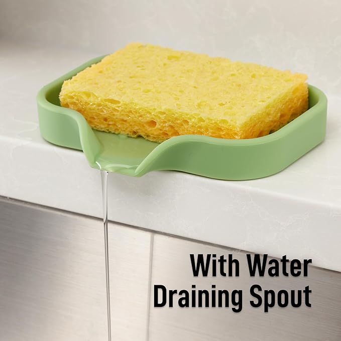 Zulay Kitchen Small Silicone Sponge Holder – Space-Saving Sink Organizer Tray - Image 8