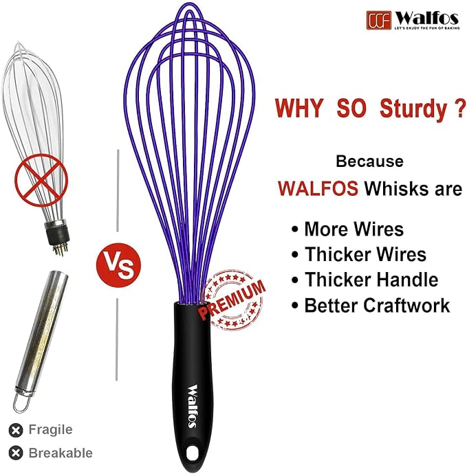 Walfos Whisk, 7+9+11in Silicone Whisks - Image 7