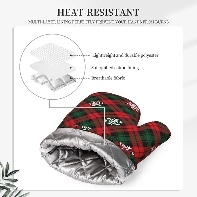 Red Green Plaids Oven Mitts and Pot Holders Set - Image 4