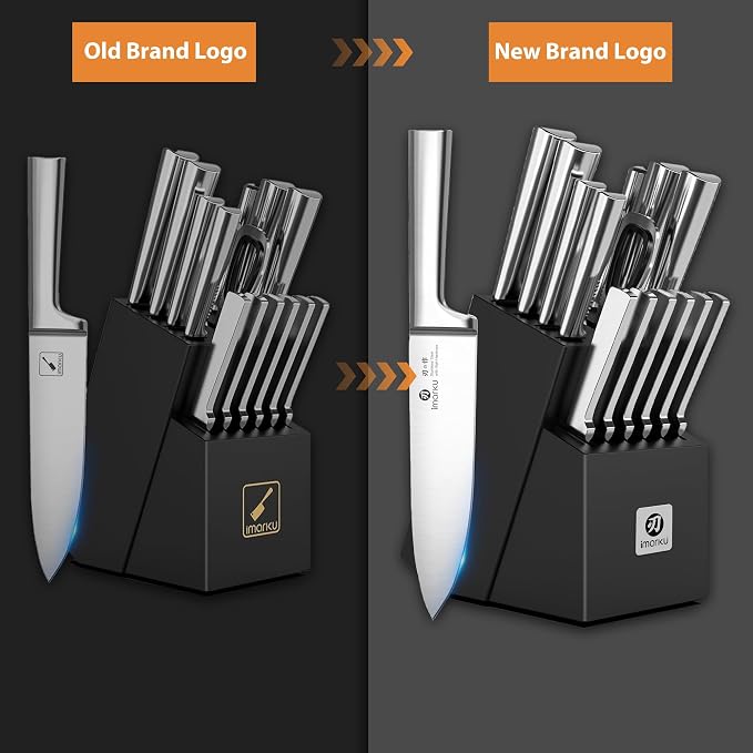 imarku 15-Piece Knife Block Set Built-in Sharpener, Japanese High Carbon - Image 5