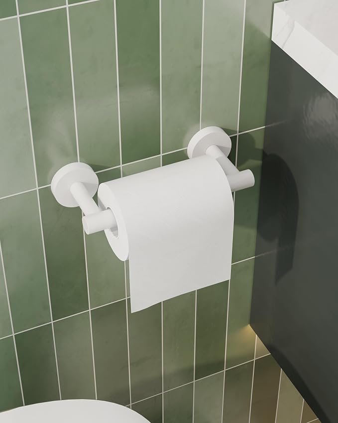 RARXTR White Toilet Paper Holder SUS304 Stainless Steel Double Post Pivoting - Image 3