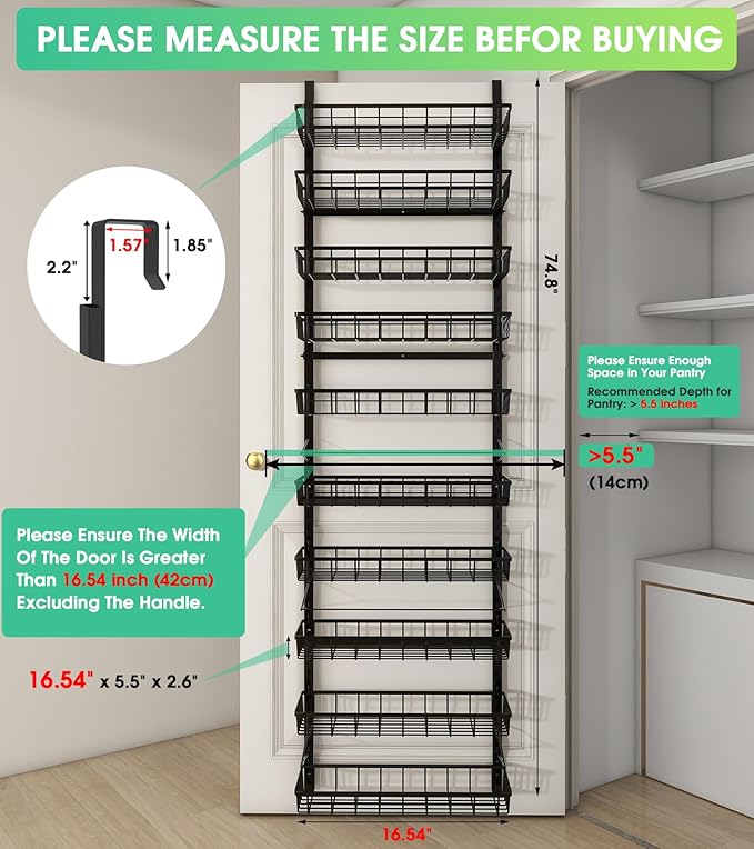 Mefirt 10-Tier Over The Door Pantry Organizer, Pantry Organization and Storage - Image 2