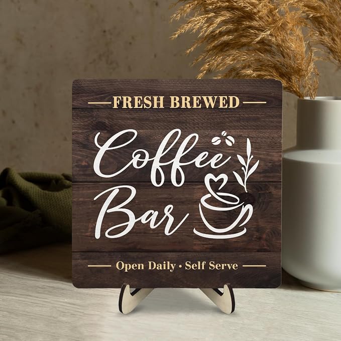 Coffee Bar Sign Plaque, Rustic Wooden Tabletop Plaque - Image 7