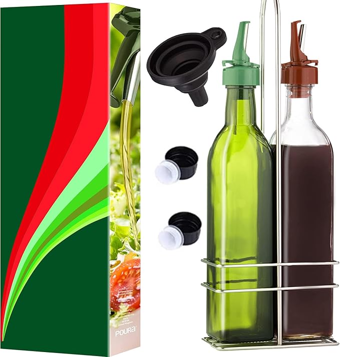 Poura Vinegar and Olive Oil Bottle Drizzler Set by Poura-ThePerfectServe