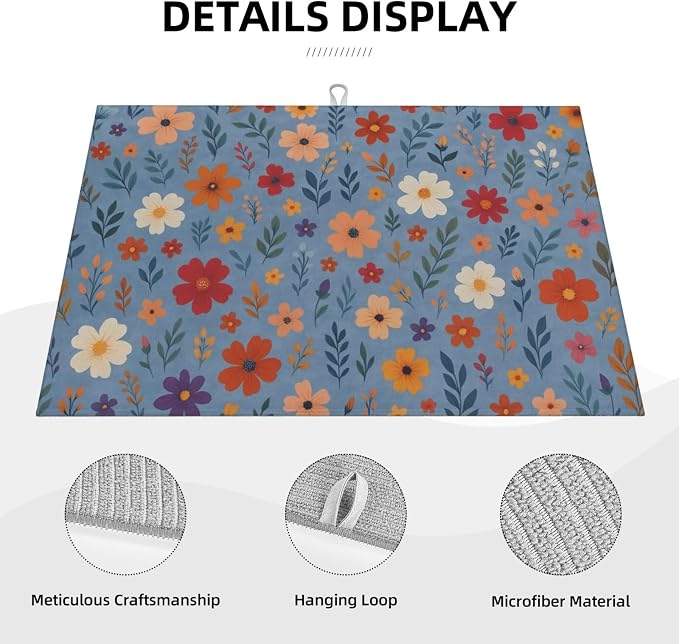 Blue Wildflowers Dish Drying Mats - Image 4