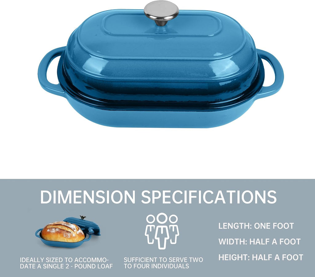 Enameled Cast Iron Dutch Oven for Bread Baking | Non-Stick 5QT Oval