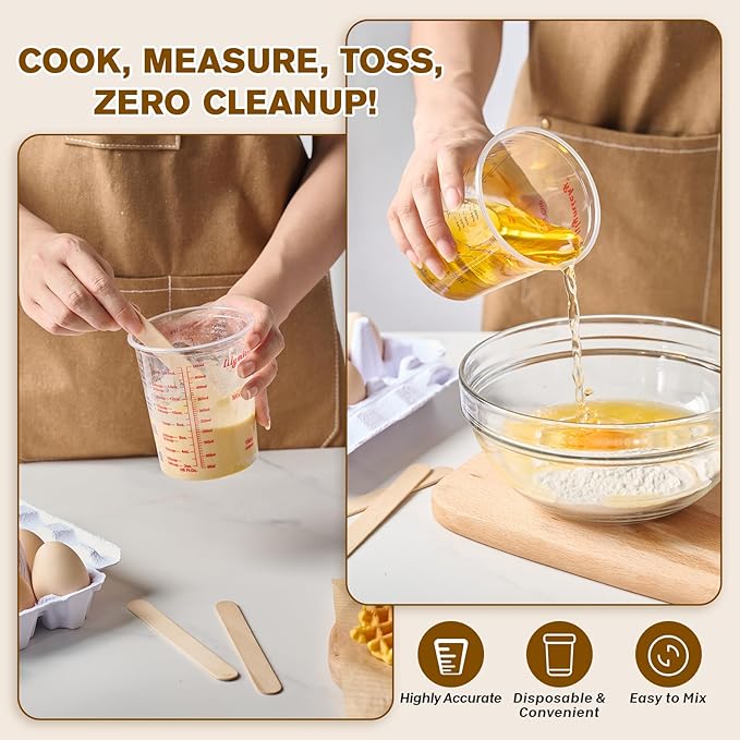 16 oz Plastic Mixing Cups, 100 Pack 16 oz Disposable Measuring Cups - Image 4