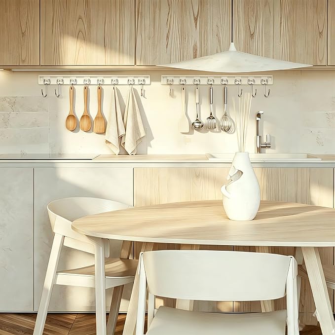 Cociat 2PCS Utensil Racks with 8 Hooks 17 Inch White Kitchen Utensil Holders - Image 5