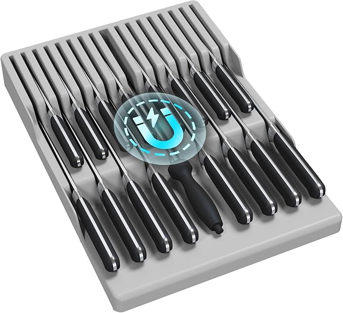 Lifewit Magnetic Drawer Knife Organizers Insert, Kitchen Plastic In Drawer by Lifewit