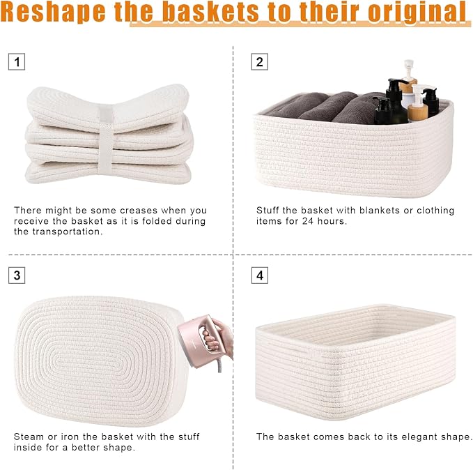 OIAHOMY 4 Pack Storage Baskets for Organizing, Small Bins for Shelves, Cute - Image 7