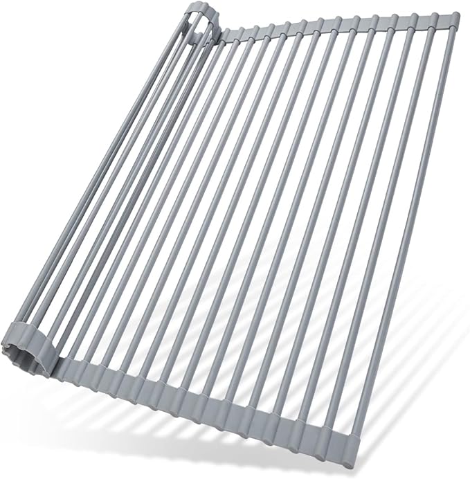 Ohuhu Over Sink Dish Drying Rack, Silicone Wrapped 17.6" W x 15.4" L Large Over by Ohuhu