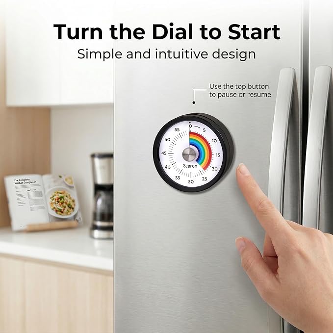 Searon Quiet Visual Timer with Magnet, Countdown Timer with Rainbow Disk and - Image 4