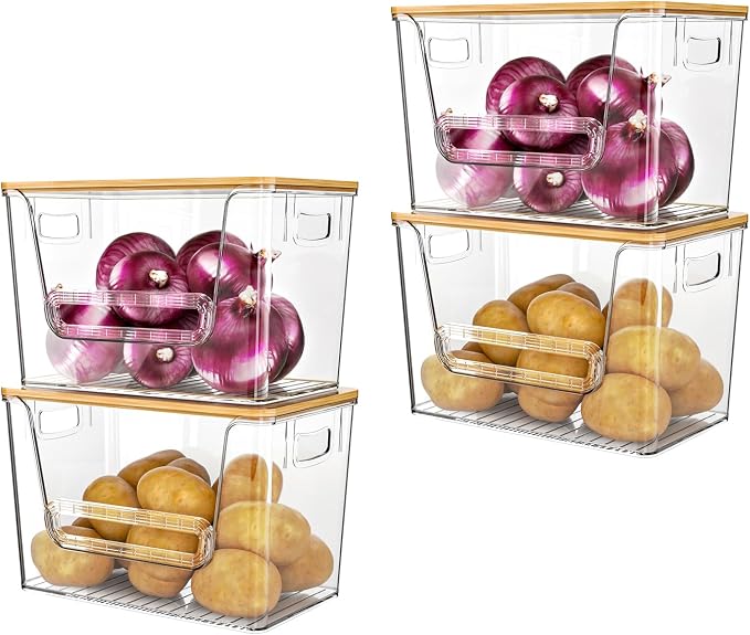 Delamu 4 Pack Pantry Organizers and Storage, Trash Bag Dispenser by DELAMU