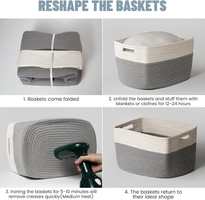 5 Pack Woven Storage Baskets for Shelves, Decorative Basket Closet Organizer - Image 7