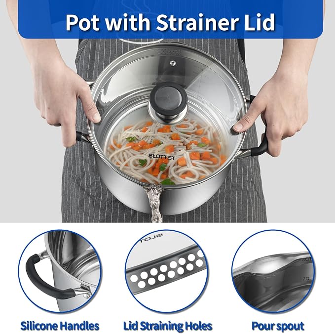 SLOTTET 6 Quart Stainless Steel Stock Pot - Image 2