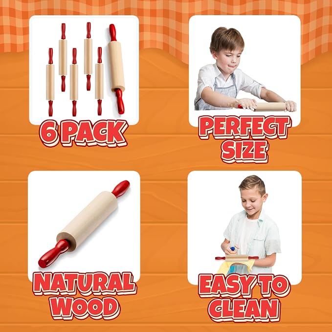 Mini Rolling Pin 7.5 Inch Kids Rolling Pin Set - Image 2