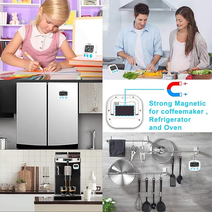 Uigos 2 Pack Digital Kitchen Timer II 2.0, Big Digits, Loud Alarm, Magnetic - Image 5