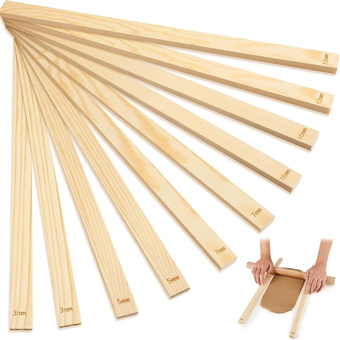 Sasylvia 10 Pcs Pottery Rolling Pin Guides Wood Teaching Rolling Mud Stick by Sasylvia
