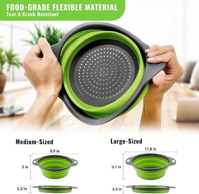 2 Pack Collapsible Silicone Colander - Image 6