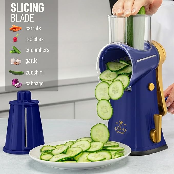 Zulay Kitchen Rotary Cheese Grater 5 Blade Cheese Shredder - Image 5