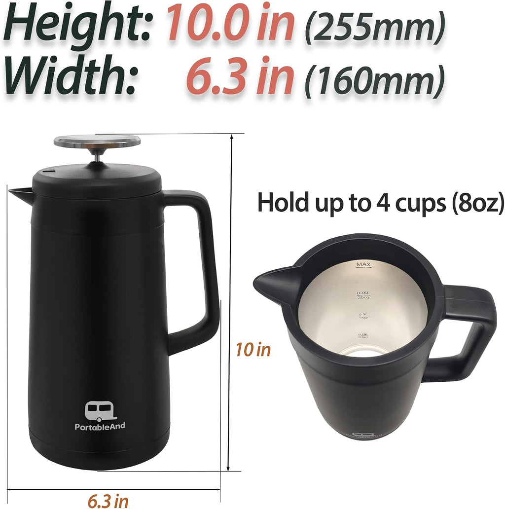 34oz Double Vacuum Insulation Large Silicone French Press Coffee