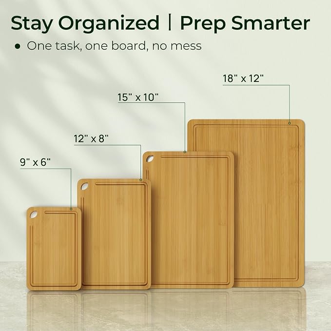Keechee 4-Pcs Natural Wood Cutting Board Set Kitchen Tools - Image 5