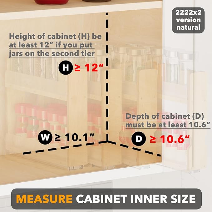 SpaceAid Bamboo Pull Out Spice Rack Organizer - Image 4