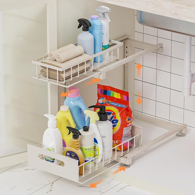 Under Sink Organizer, Heavy Duty Metal Pull Out Cabinet Organizer Slide Out by Toyear