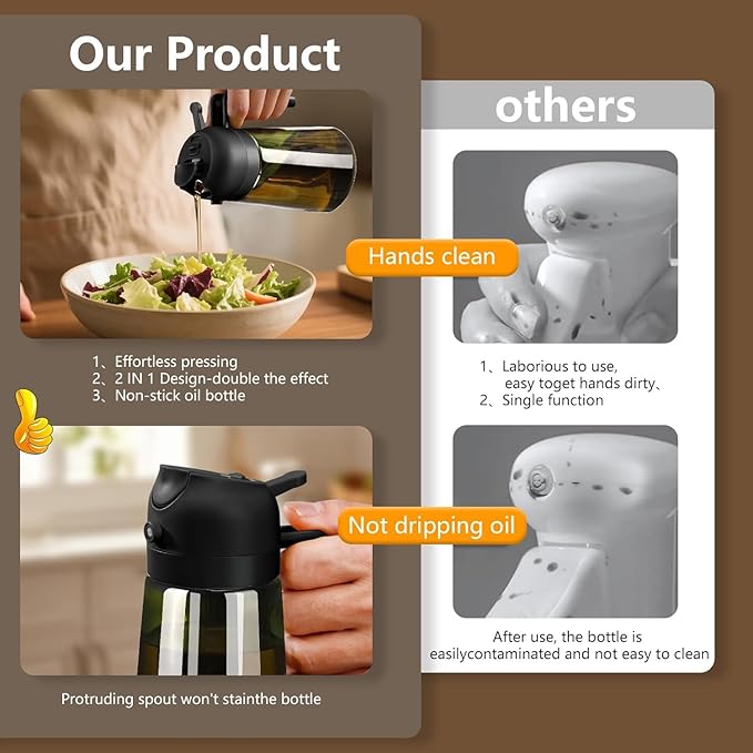 SWEET VIEW - Olive Oil Sprayer for Cooking, 16oz/470ml Glass Light-Proof Oil - Image 6