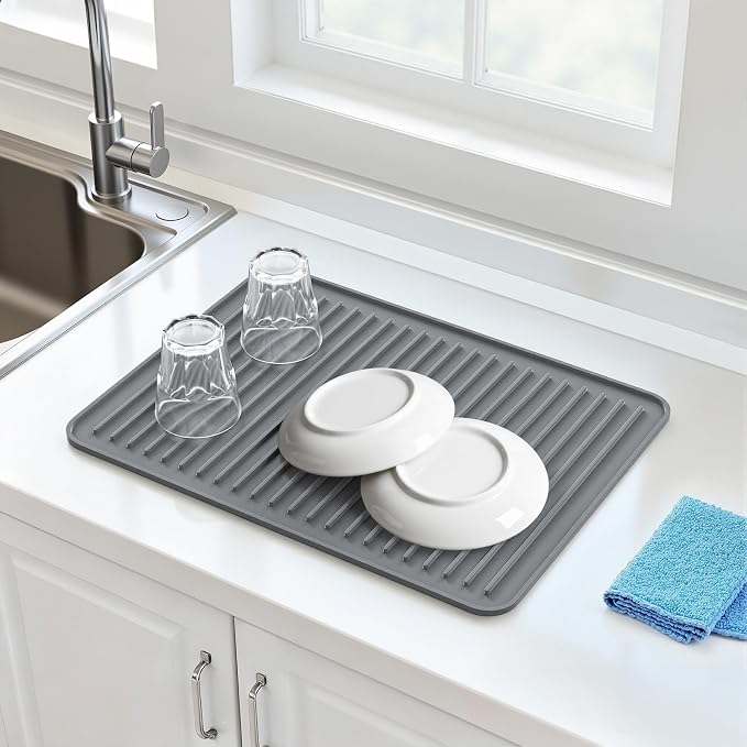 Songrey 16" x 12" Silicone Dish Drying Mat, Kitchen Counter Drying Pad - Image 3
