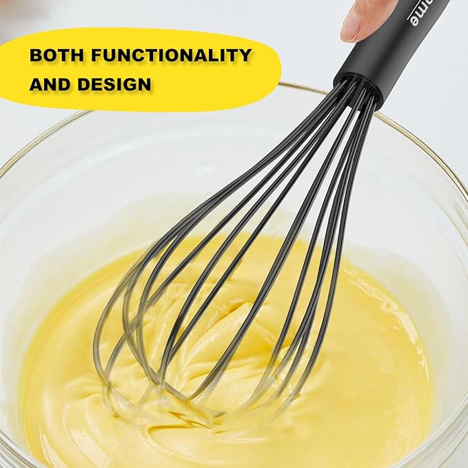 NileHome Silicone Whisk Set 8" 10" Kitchen Whisk Kitchen Wisk Wire Whisks - Image 4