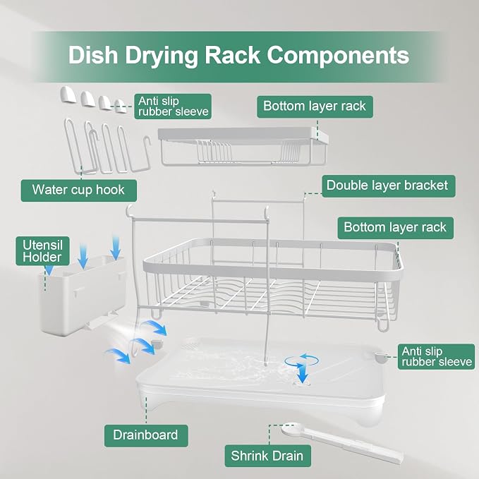 Dish Drying Rack, Two-Tier Dish Drying Rack - Image 7